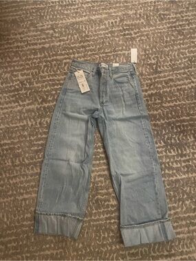 Denim Forum Light Blue Cropped Straight Jeans